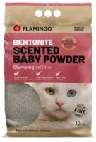 Litière agglomérante Flamingo Baby powder pour chat et chaton – 12kg